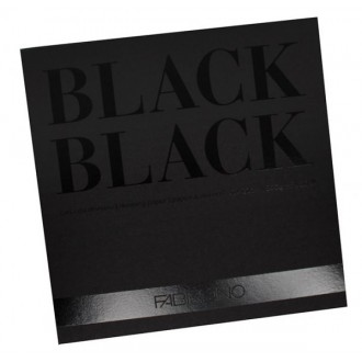 FABRIANO Black Black 20 x 20 cm, 300 g, 20 listů, černý papír, lepená vazba