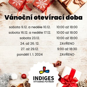 Až do Vánoc máme v brněnské prodejně otevřeno každý den, těšíme se na Vás! 

#vytvarnepotreby #provytvarnikycz #indiges #provytvarniky