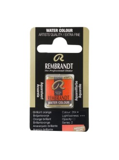 Mistrovská akvarelová barva Rembrandt, půlpánvička, 264 - Brilliant Orange