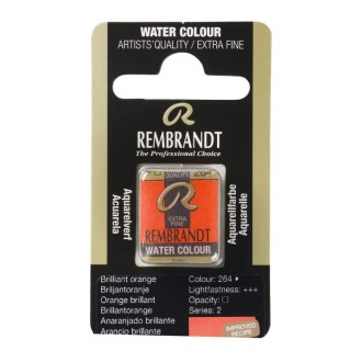 Mistrovská akvarelová barva Rembrandt, půlpánvička, 264 - Brilliant Orange