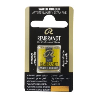 Mistrovská akvarelová barva Rembrandt, půlpánvička, 296 - Azo Green Yellow