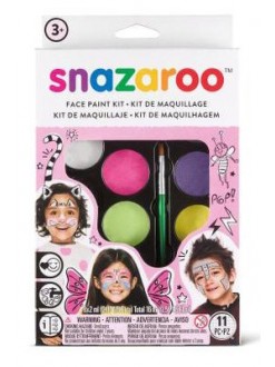 Snazaroo - barvy na obličej, 8x2,1 g, štěteček