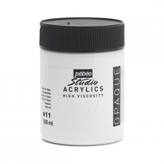 Akrylová barva Pébéo Studio Acrylics 500 ml, 11 - bílá titanová
