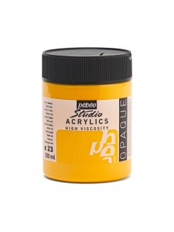 Akrylová barva Pébéo Studio Acrylics 500 ml, 23 - středně kadmiově žlutá