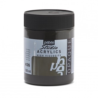 Akrylová barva Pébéo Studio Acrylics 500 ml, 26 - mars black