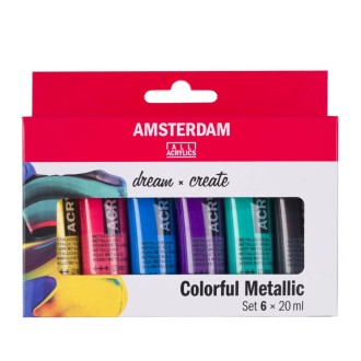 AMSTERDAM sada akrylových barev Standard 6x20ml, metalické odstíny