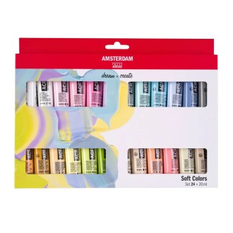 AMSTERDAM sada akrylových barev Standard 24x20ml, "Soft" odstíny