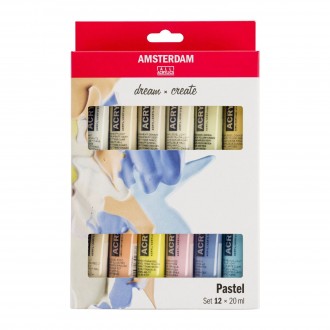 AMSTERDAM akrylový set pastelové odstíny - 12×20 ml, plastové tuby