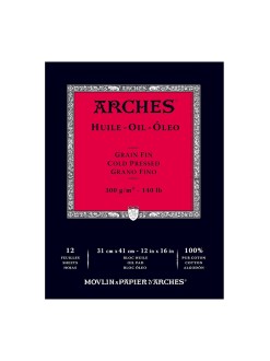 Arches skicák na olej, lepený 31x41cm, 12 listů, za studena lisovaný, 300g