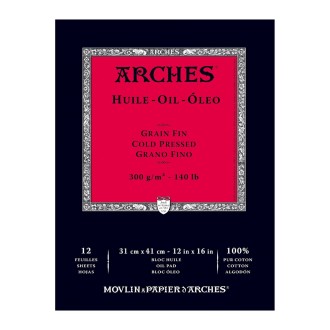 Arches skicák na olej, lepený 31x41cm, 12 listů, za studena lisovaný, 300g