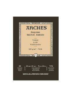 Arches Laid, lepený skicák na suché techniky, 23x31 cm, 20 listů, 105g