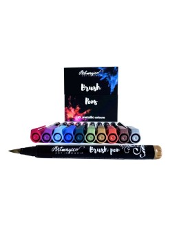 Artmagico - sada akrylových fixů Brush Pen, metalické, 10 ks