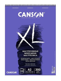 Canson XL Mix Media skicák,krouž.vazba(15archů,bílý,300g,A2)