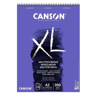 Canson XL Mix Media skicák,krouž.vazba(15archů,bílý,300g,A2)