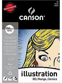 Canson Illustration skicák - lepený 12 listů, 250g,A4