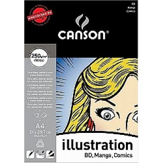 Canson Illustration skicák - lepený 12 listů, 250g,A4