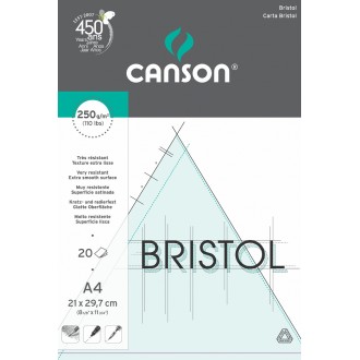 Canson Bristol skicák lepený A4, 20 listů, 250g, 21x29,7 cm