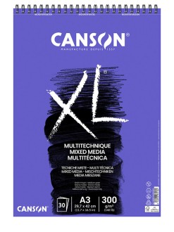 Canson XL Mix Media skicák krouž.vazba(30archů,bílý,300g,A3)
