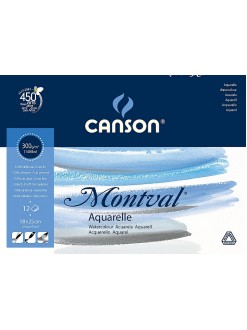 Canson Montval Aquarelle skicák lepený,18x25,12 listů,300g