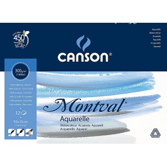 Canson Montval Aquarelle skicák lepený,18x25,12 listů,300g