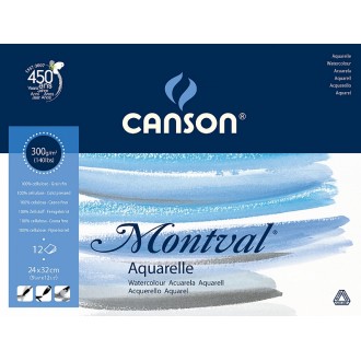 Canson Montval Aquarelle skicák lepený,24x32,12 listů,300g,lisováno za studena