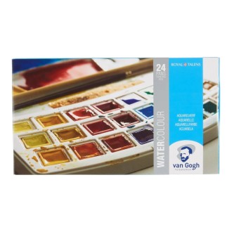 Van Gogh sada akvarelových barev, 24 půlpánviček + štětec, plast. Krabička
