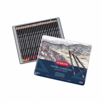 Derwent Tinted Charcoal - sada tónovaných uhlů, 24 ks