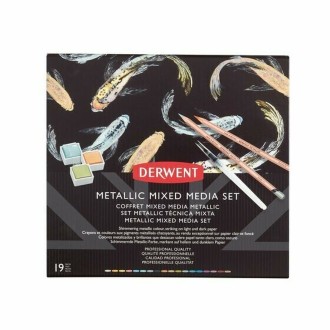 Derwent Metallic Mixed Media set, tužky + půlpánvičky, metalické barvy