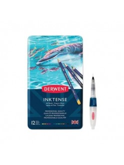 Derwent Inktense - sada pastelek 12 ks + vodní štětec