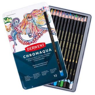 Sada akvarelových pastelek Derwent Chromaqua - 12 odstínů