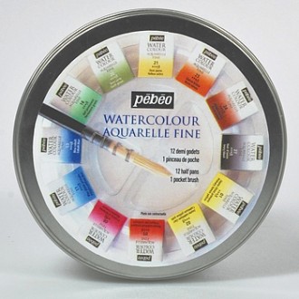Pébéo watercolor kapesní kovová sada (12 ks) - kulatá