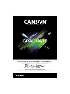 Skicák lepený Canson Graduate, černý papír, 20 listů, 240g/m², 