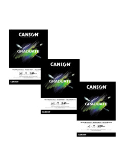 Skicák lepený Canson Graduate, černý papír, 20 listů, 240g/m²