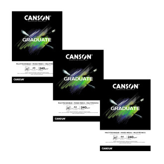 Skicák lepený Canson Graduate, černý papír, 20 listů, 240g/m²