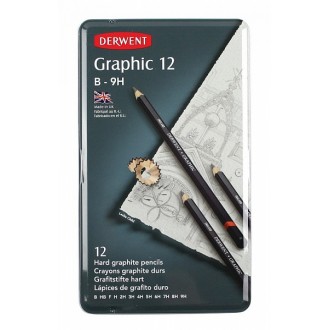 Derwent Graphic Hard - sada grafitových tužek 12 ks