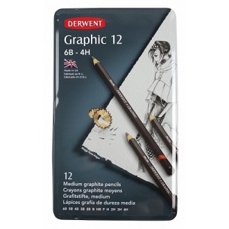 Derwent Graphic Medium - sada grafitových tužek 12 ks