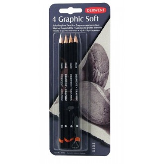 Derwent Graphic Soft - sada grafitových tužek 4 ks
