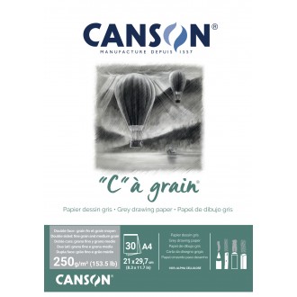 Canson C a grain skicák lepený A4 30 listů 250g/m2, 21x29,7cm šedý