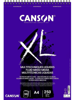 Canson XL Fluid kroužk. vazba (250g, A4, 30 listů), mix media