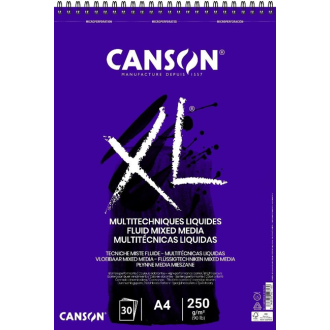 Canson XL Fluid kroužk. vazba (250g, A4, 30 listů), mix media