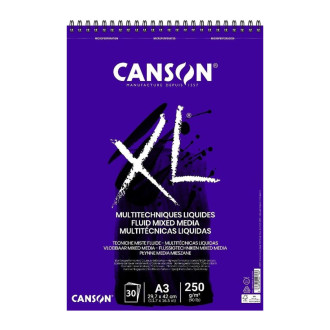 Canson XL Fluid kroužk. vazba (250g, A3, 30 listů), mix media