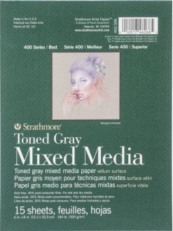 Strathmore skicák lepený tonovaný Mix media šedý 23x30,5cm, 300 g