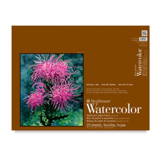Strathmore skicák na akvarel, lepený ze 4 stran, 23 x 30,5cm, 300g, 15 listů