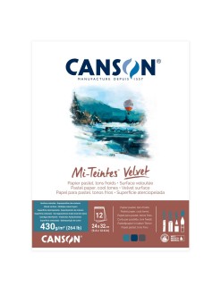 Skicák na pastel Canson VELVET 24 x 31 cm, 12 listů, 430 g, Cool / studené tóny