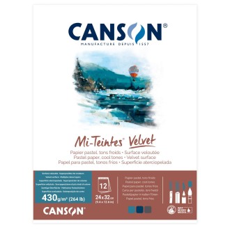 Skicák na pastel Canson VELVET 24 x 31 cm, 12 listů, 430 g, Cool / studené tóny