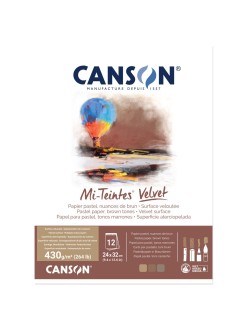 Skicák na pastel Canson VELVET 24 x 31 cm, 12 listů, 430 g, hnědé tóny / brown tones