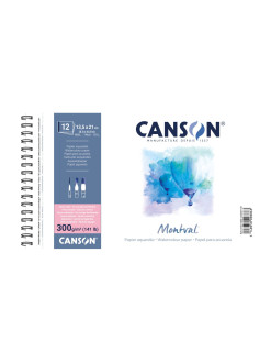 Canson Montval 13,5 x 21 cm, 12 listů, 300g/m, za tepla lisovaný, kroužková vazba