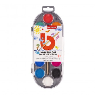 Dětská akvarelová sada Bruynzeel, 12 barev + štětec