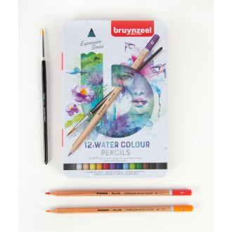 Sada pastelek Bruynzeel Expression Watercolour 12 ks + štětec