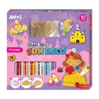 Glass Deco Barvy na sklo - 10 barev 10,5 ml + 12 sklíček Pohádka